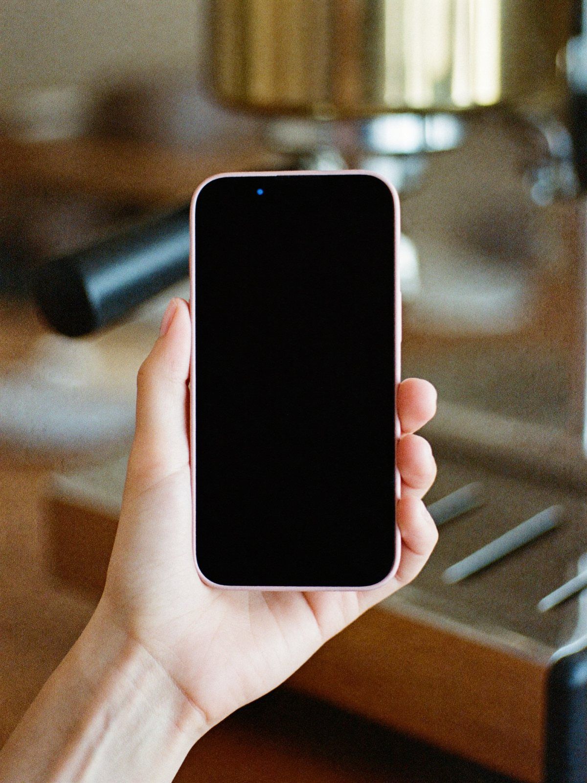 The Halloran order-ahead app photographed in hand at the counter
