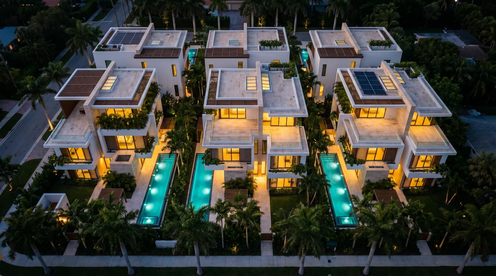 The block at dusk